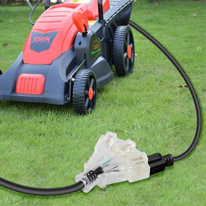 50 FT 12/3 Extension Cord Heavy Duty Black 3-Outlet Indoor/Outdoor SJTW Lighted - Image 7
