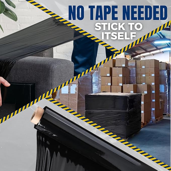 Rockin Rolls Black Stretch Wrap 18"x1500 ft, 80 Gauge – 4 Rolls Heavy Duty - Image 6