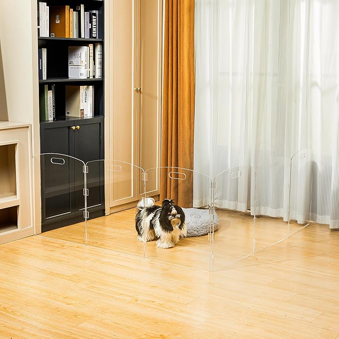 Modern Frame Clear Acrylic Freestanding Pet Gate - Image 5