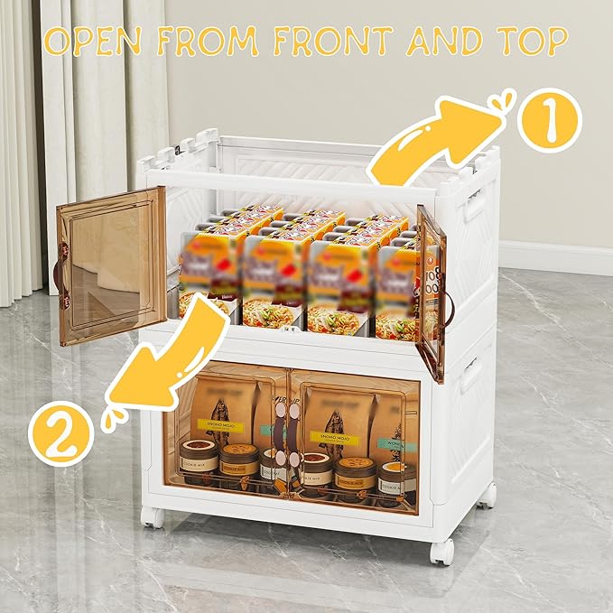 Storage Bins with Lids and Wheels, 90QT-45QT*2Tier Collapsible Bathroom Storage - Image 4