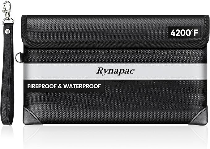 Fireproof Money Bag Upgraded 4200°F, 11”x 6.2” Waterproof money bags by Rynapac