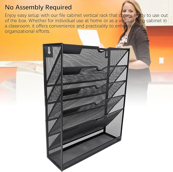 Walfront Hanging Wall File Holder 6 Tier Metal Hanging Wall Mount File Organizer - Image 6