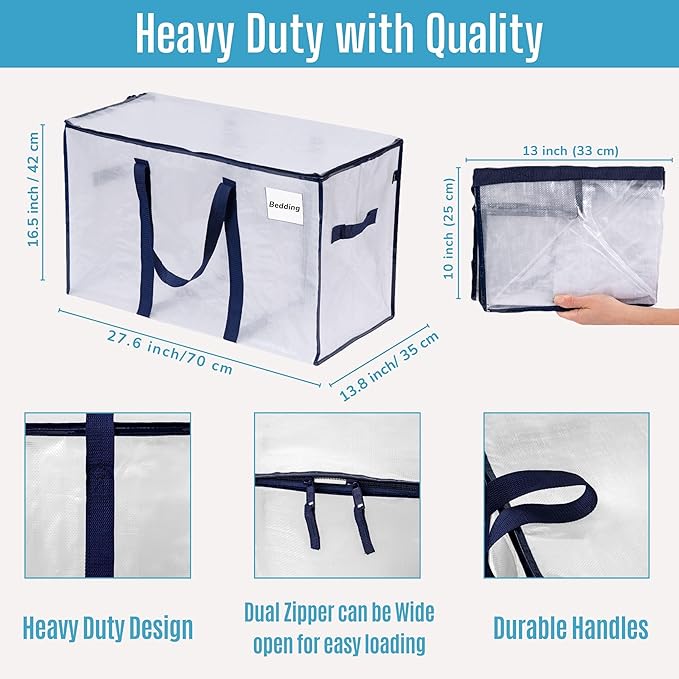 VENO 4 Pack Moving Bags and Large Christmas Storage Bins - Image 3