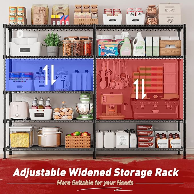 REIBII1450LBS Metal Shelving Unit Storage Shelves 5 Tier Wire Shelving 58.1''W - Image 7