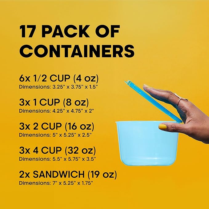 Premium Attached Food Storage Containers, Permanently Attached Plastic Lid - Image 2