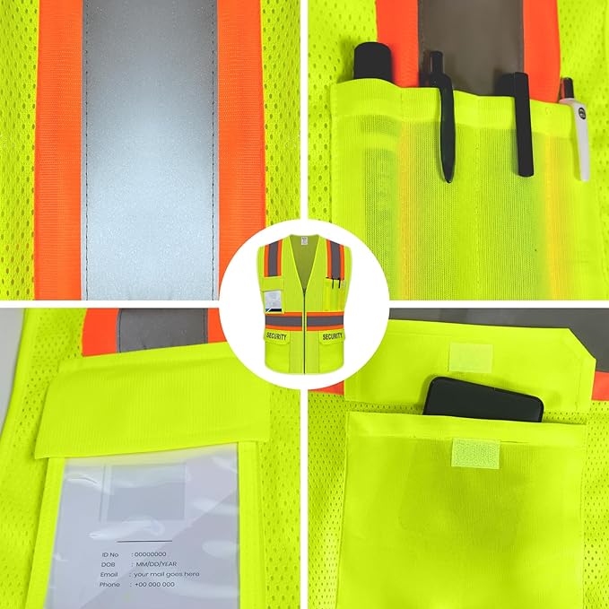 Security Vest for Men Women, Safety Vest for Men Women, Hi Vis Neon Safety Work - Image 4