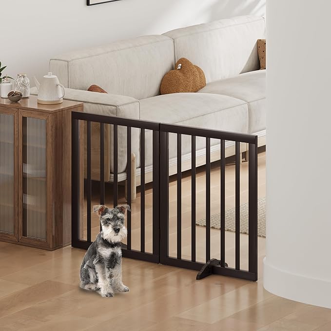 Brown Freestanding Foldable Pet Gate - Image 6