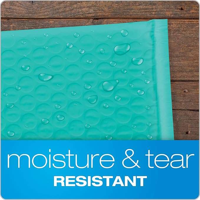 Quality Park Bubble Mailers, 8.25 x 11 Shipping Envelopes, Water Resistant Teal - Image 2