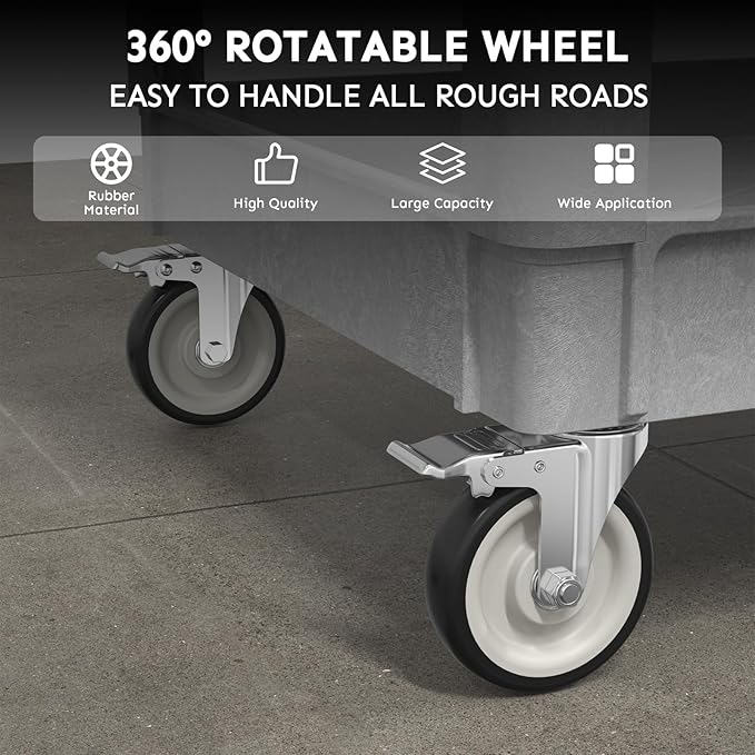 Heavy Duty Utility Rolling Tool Cart, 1000 lbs Capacity Flat Top Plastic - Image 3