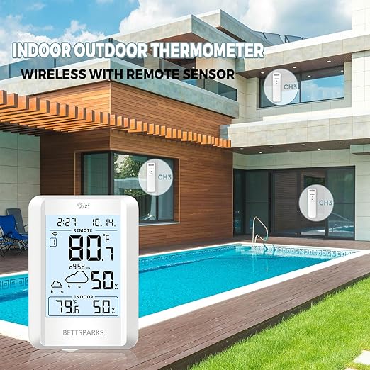 Indoor Outdoor Thermometer Wireless Battery Operated Weather Station Wireless - Image 3