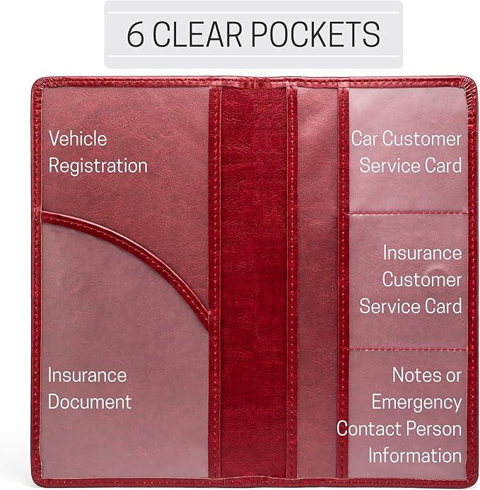 CANOPUS Car Registration and Insurance Holder, PU Leather Card Holder, Vehicle - Image 3