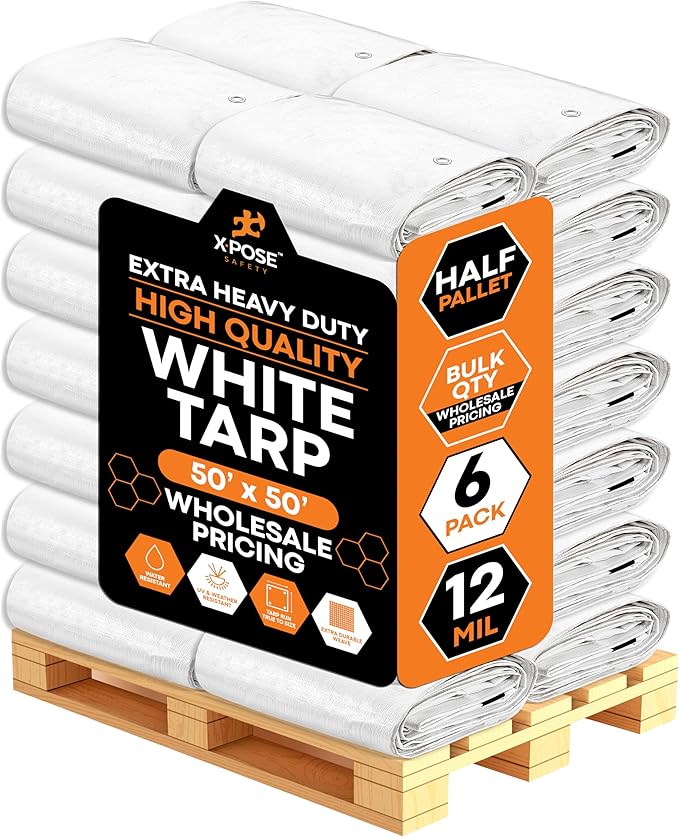 Heavy Duty White Poly Tarp 50' X 50' by XposeSafety