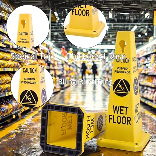 BESEA Caution Wet Floor Signs 8 Pack Heavy Duty Caution Cones to Avoid Slipping - Image 6