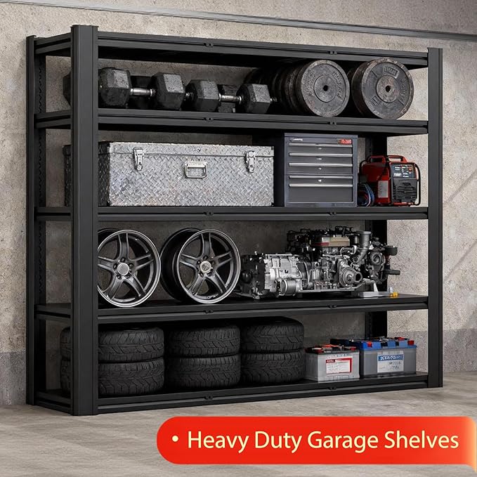Metal Storage Shelves Unit, 5-Tier Adjustable Heavy Duty Garage Shelving - Image 6