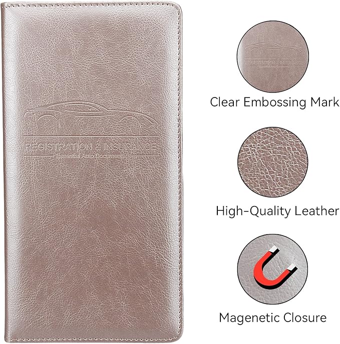 Car Registration and Insurance Holder, Premium Pu Leather Vehicle Glove Box - Image 3