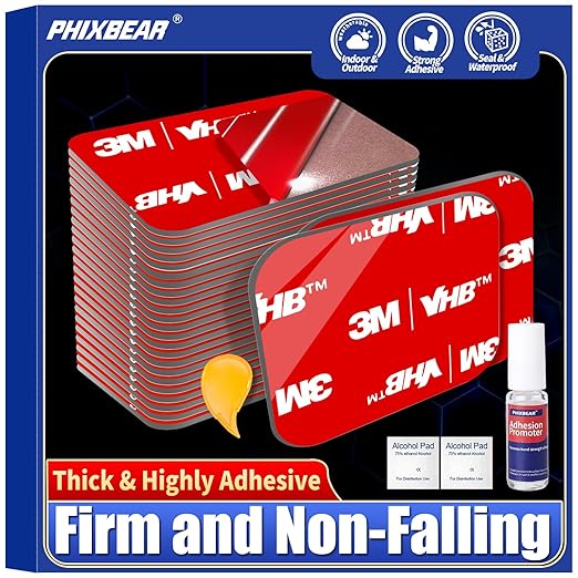 Double Sided Sticky Pads, Made of 3M VHB, Strong Adhesive Tape Squares Heavy by PHIXBEAR
