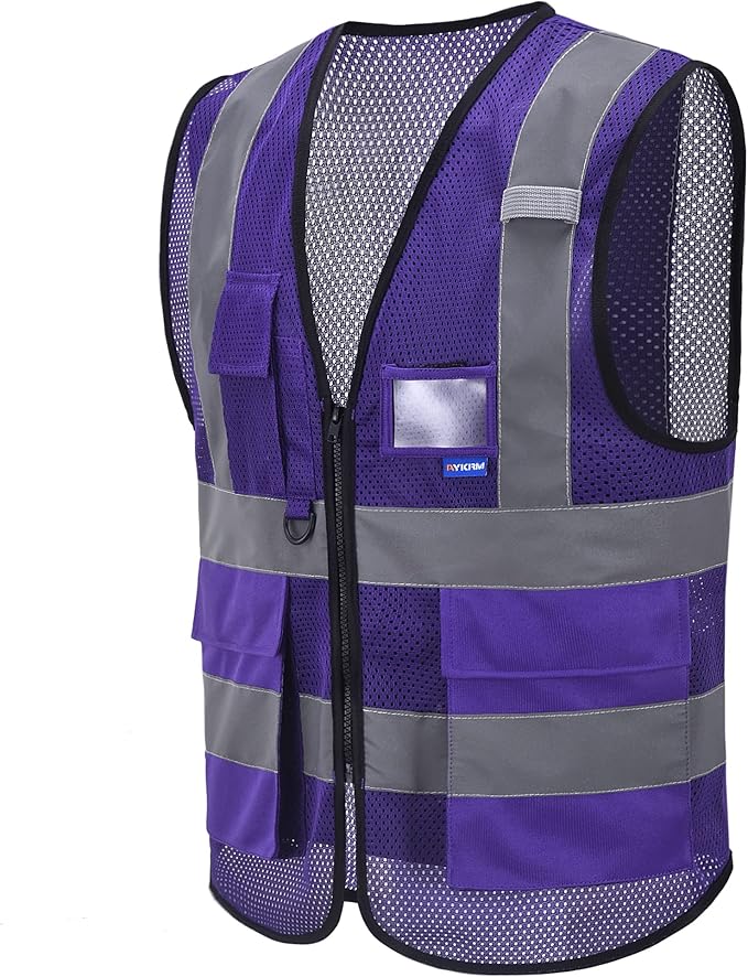 A-SAFETY 6XL 7XL 8XL Purple High Visibility Mesh Safety Reflective Vest - Image 6