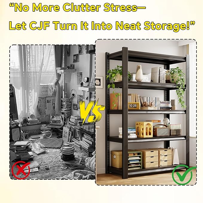 CJF Adjustable Garage Storage Shelves, 5-Tier Garage Shelving Heavy Duty - Image 8