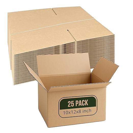 12x10x8 Shipping Boxes Small Moving Boxes, 25 Packs Cardboard Box Corrugated by InfiniPower