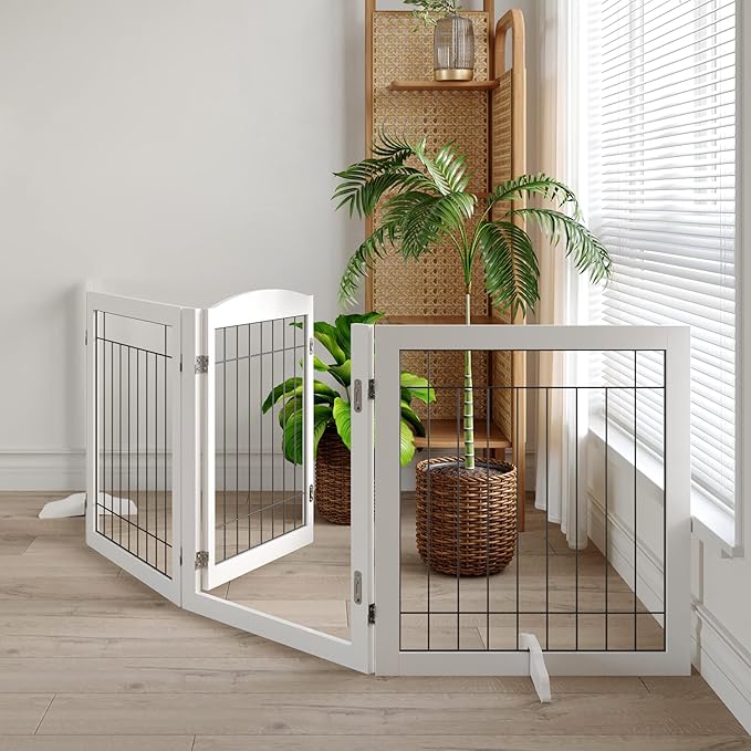 Vantas Folding Pet Gate 96" Wide, Freestanding Wire Pet Gate, Pet Puppy Safety - Image 4