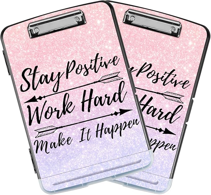 Pink Glitter Clipboard with Storage & Pen Holder by BVCLKJPOI