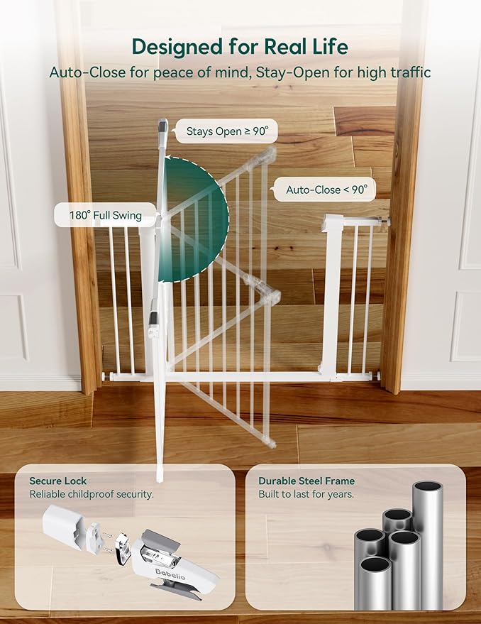 Babelio Baby Gate for Doorways and Stairs, Auto Close Dog Gate, Easy Install - Image 5
