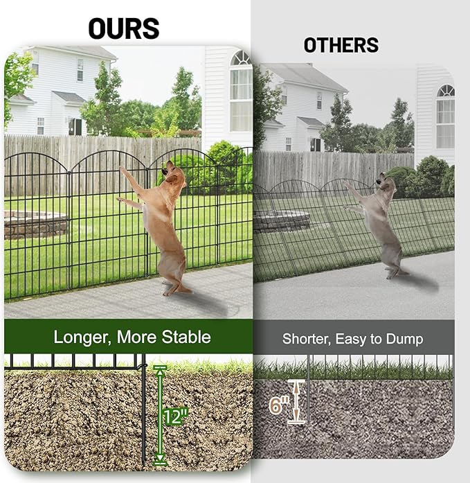 Metal Garden Fence 42in x 18.7ft, 8 Panels + 9 Stakes Dog Fence Border Fence - Image 4