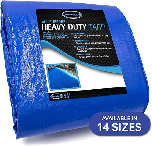 14x30 Blue Waterproof Tarp – Heavy Duty 5 MIL Thick Outdoor Tarpaulin Cover by Unknown