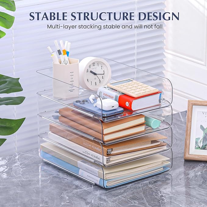 2 Pack Stackable Paper Tray, Acrylic File Organizer - Image 3