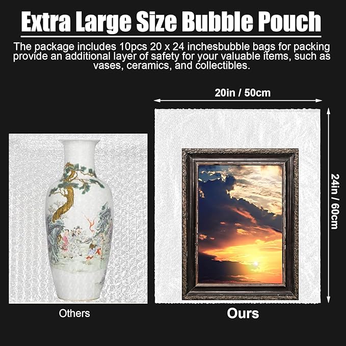 10 Pack Extra Large Bubble Pouches 20 * 24 Inch Clear Bubble Pouch Wrap Bags - Image 2