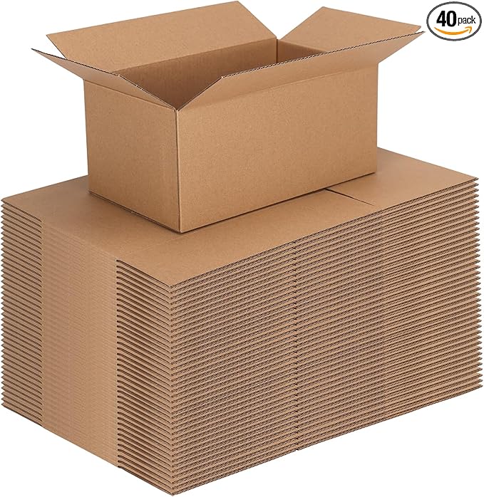 CRUGLA 40 Packs 9x5x4 Shipping Boxes Corrugated Cardboard Boxes Bulk by CRUGLA