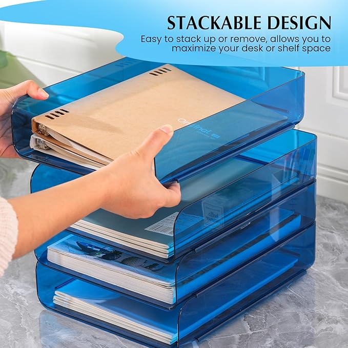 2 Pack Stackable Paper Tray File Organizer - Image 3