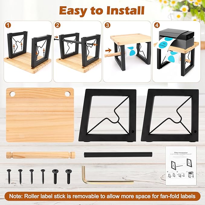 Shipping Label Holder for Thermal Printer, AHIER Wooden Thermal Label Holder - Image 5
