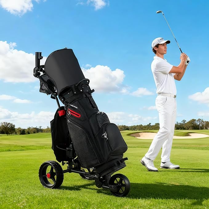 Tangkula Electric Golf Push Cart, Foldable 3 Wheels Golf Cart - Image 9