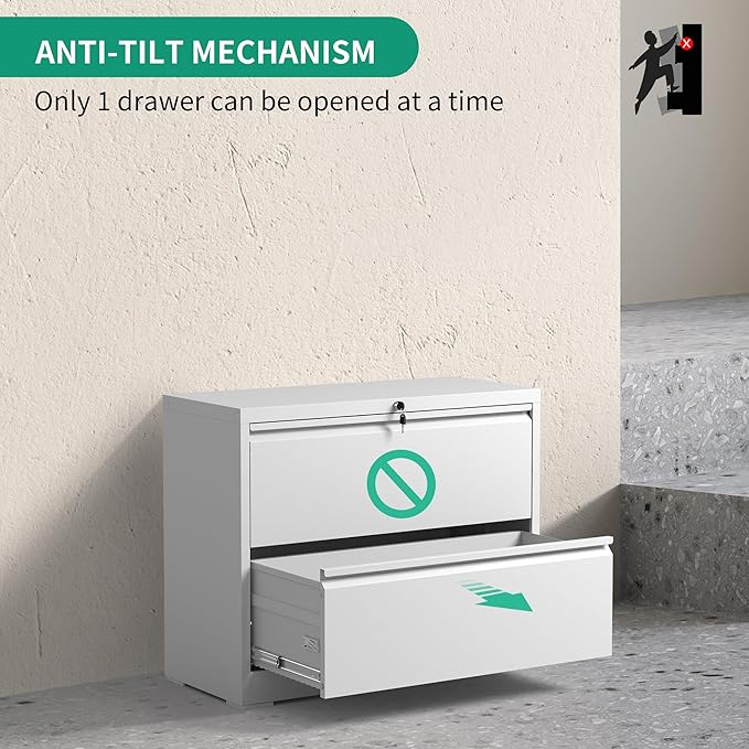2 Drawer Lateral File Cabinets Office Metal Filing Cabinet Steel Storage Cabinet - Image 5