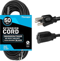 13 Amp Outdoor Extension Cord 50 ft, 16/3 SJTW 50 Foot Black Extension Cord 3 by Thonapa