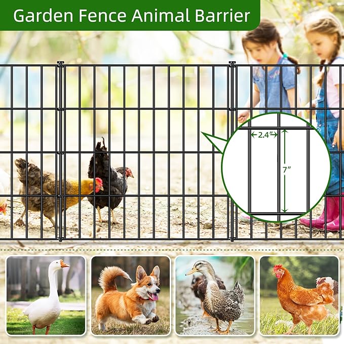 Metal Garden Fence 28in x 23.3ft, 10 Panels + 11 Stakes Dog Fence Border Fence - Image 4