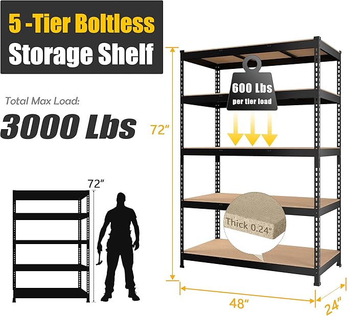 PrimeZone 2 Pack Storage Shelves 48" x 24" x 72" - Image 3