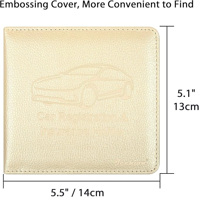 Car Insurance and Registration Holder, 5.5 x 5 Inch PU Leather Vehicle Glove - Image 2
