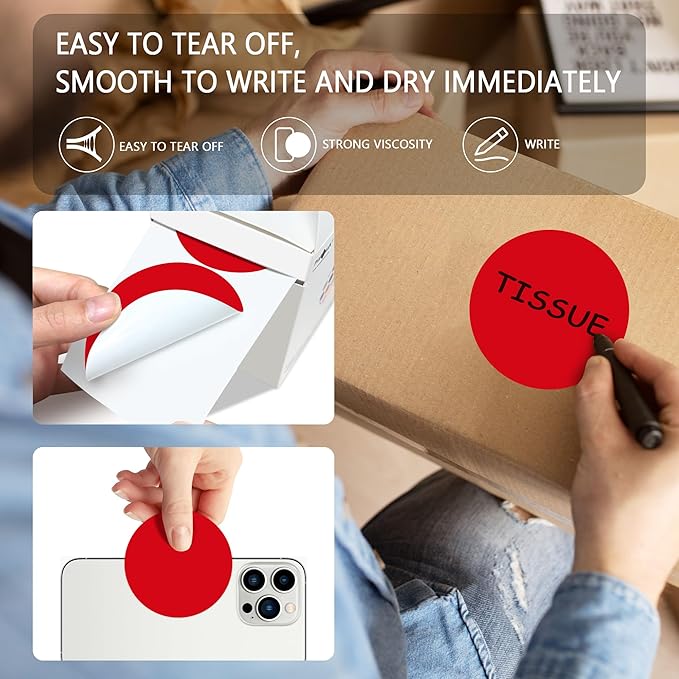 PARLAIM 3" Diameter Round Red Color Coding Sticker, 4 Rolls 2000PCS Circle Dot - Image 3