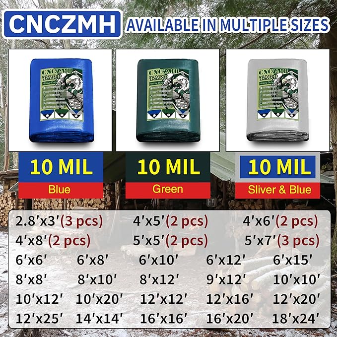 Tarp Heavy Duty Waterproof 10x12 Feet, 10 Mil Thick Blue Poly Tarps Outdoor - Image 6