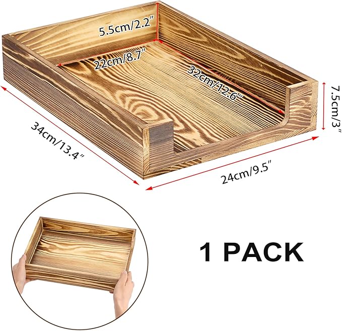 BTSKY 1PC Vintage Wood Letter Tray - Image 3