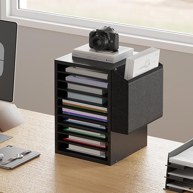 Office Mail Sorter, Wooden Paper Organizer - Image 2