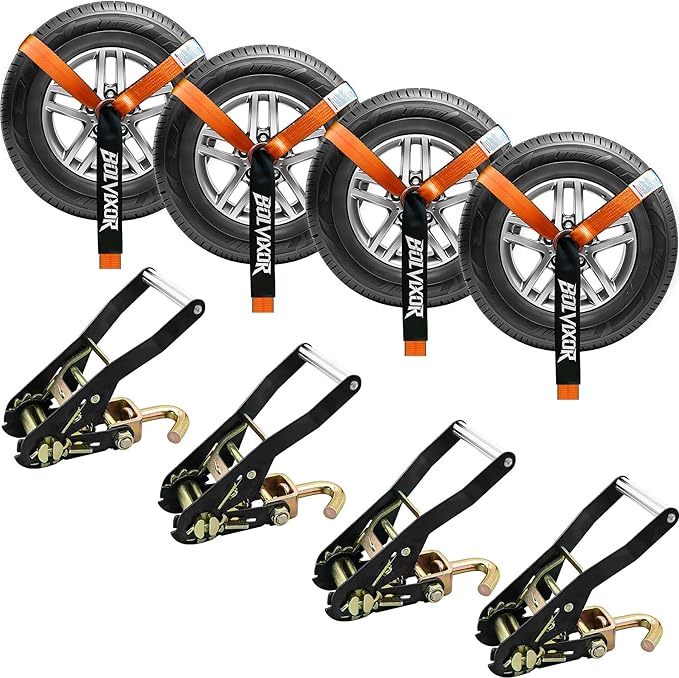 4 Pack Car Tie Down Straps for Trailers 2" x 96" by Unknown