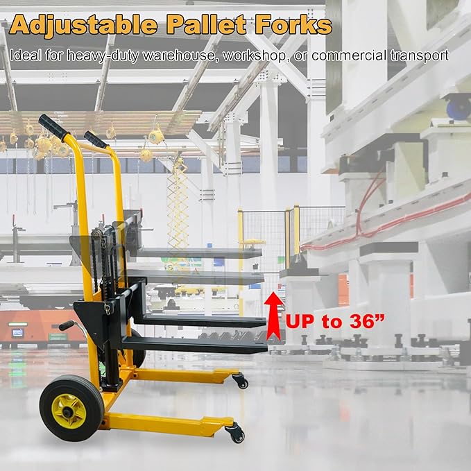 Foldable Material Lift Winch Stacker, 450LBS 36" Pallet Stacker, 2-in-1 Hand - Image 6