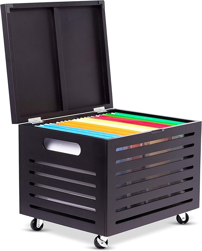 BIRDROCK HOME Bamboo Rolling File Storage Organizer Box - Image 7