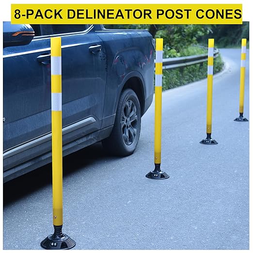 OrangeStar 8 Pack Delineator Post 48" Yellow Traffic Delineator Cones - Image 5