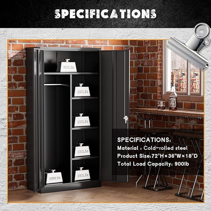 Greenvelly Metal Storage Wardrobe Cabinet - Image 5