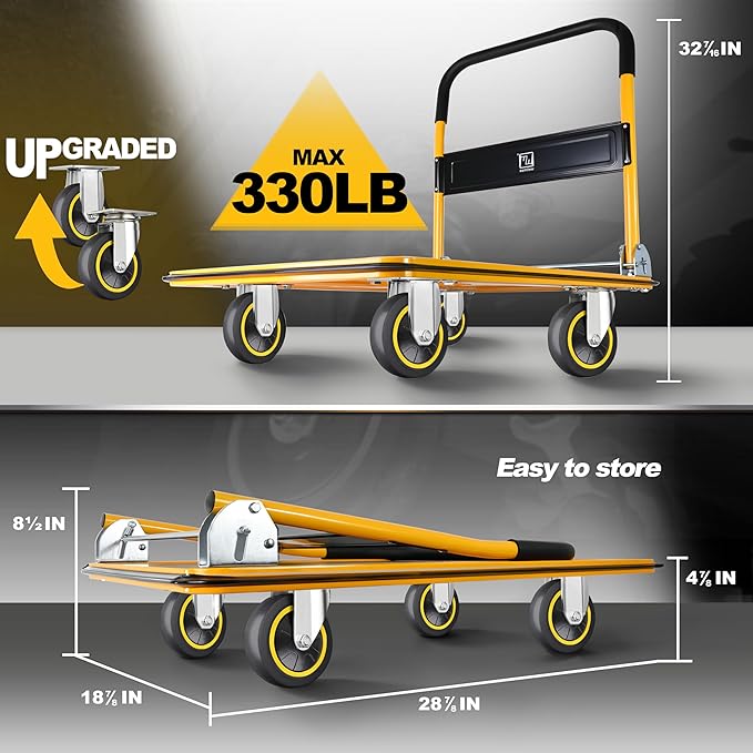 Push Cart Dolly by Wellmax, Moving Platform Hand Truck, Foldable - Image 3