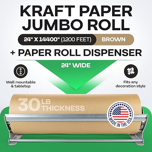 Brown Kraft Paper Jumbo Roll 24" x 14400" - Image 2